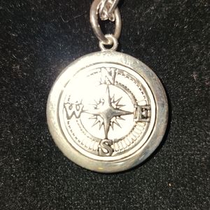 Lola NSEW pendant, Med size with 18" Sterling, paper clip chain